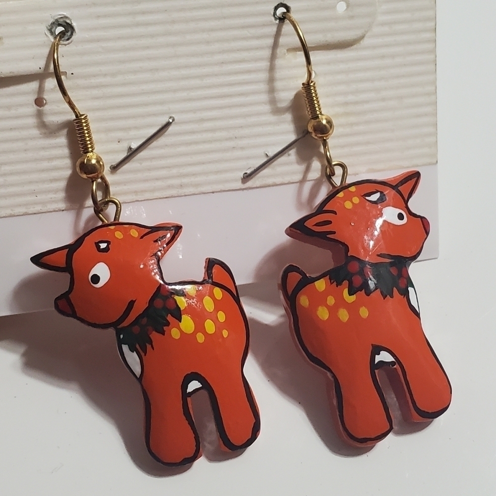 4/$20 Reddish Orange& Yellow Lampwork Bead Earrings Adorned With Red Chinese🌴
